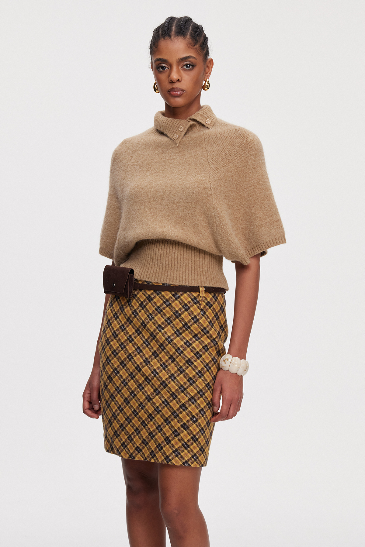 Maicon Knit Plaid Skirt Set