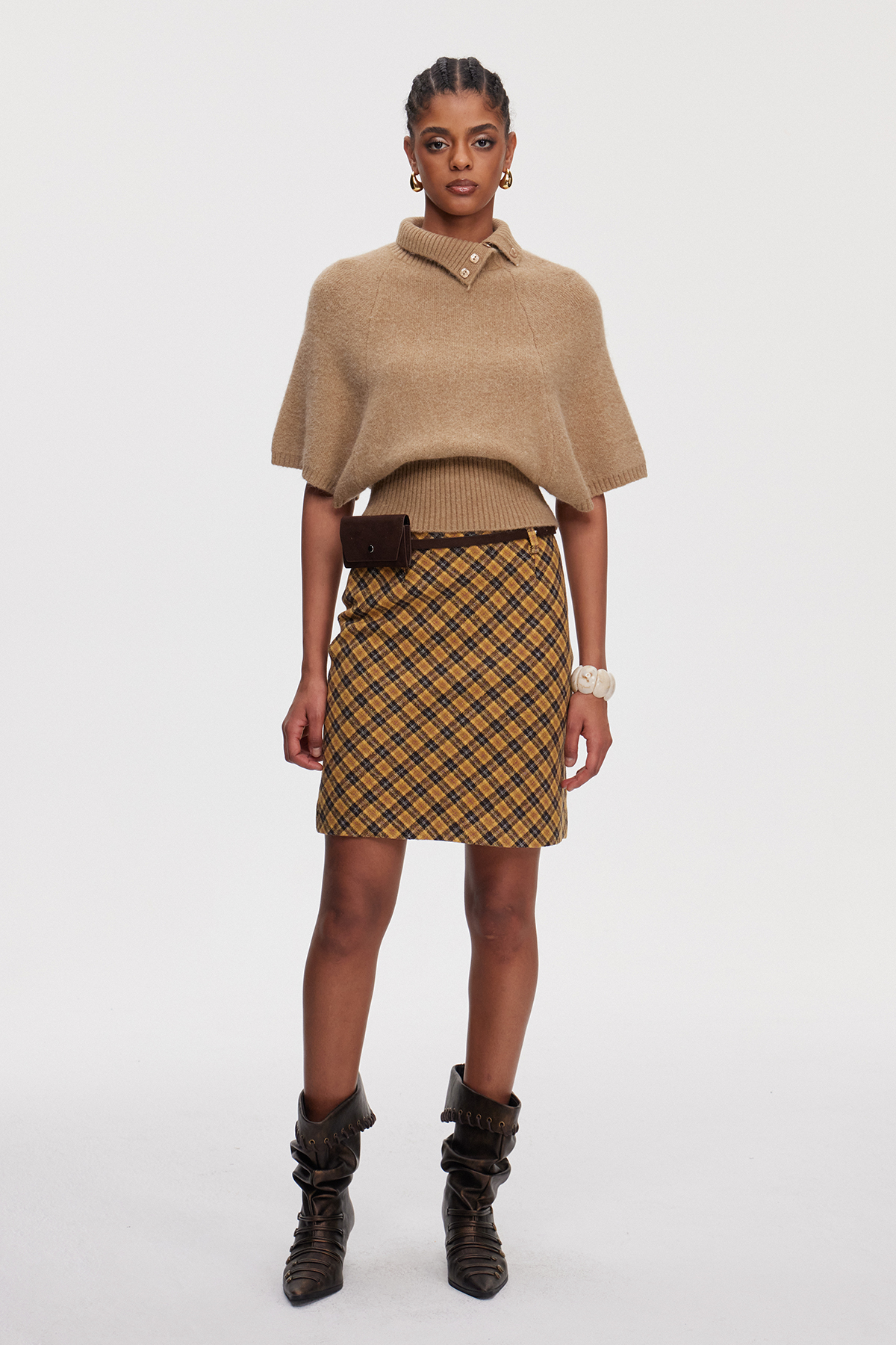 Maicon Knit Plaid Skirt Set