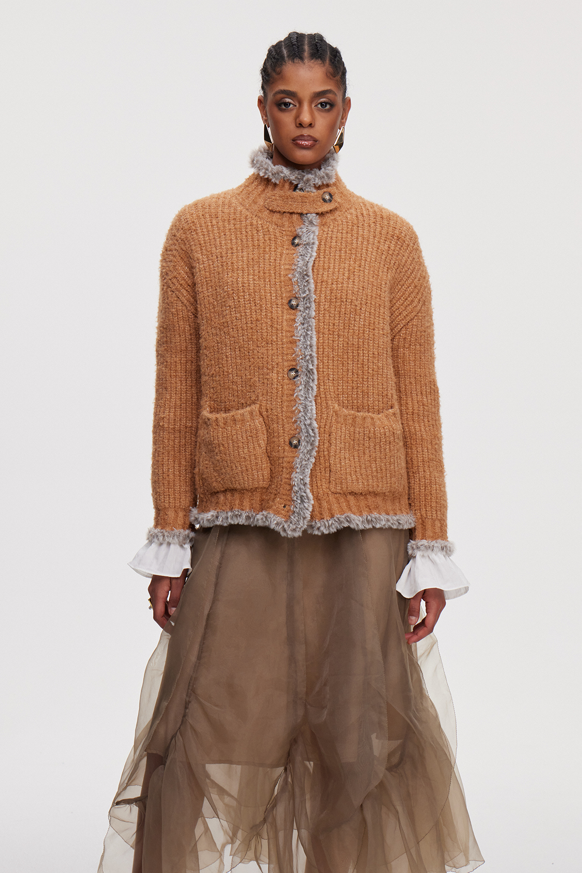 Maija Faux Fur Knit Jacket