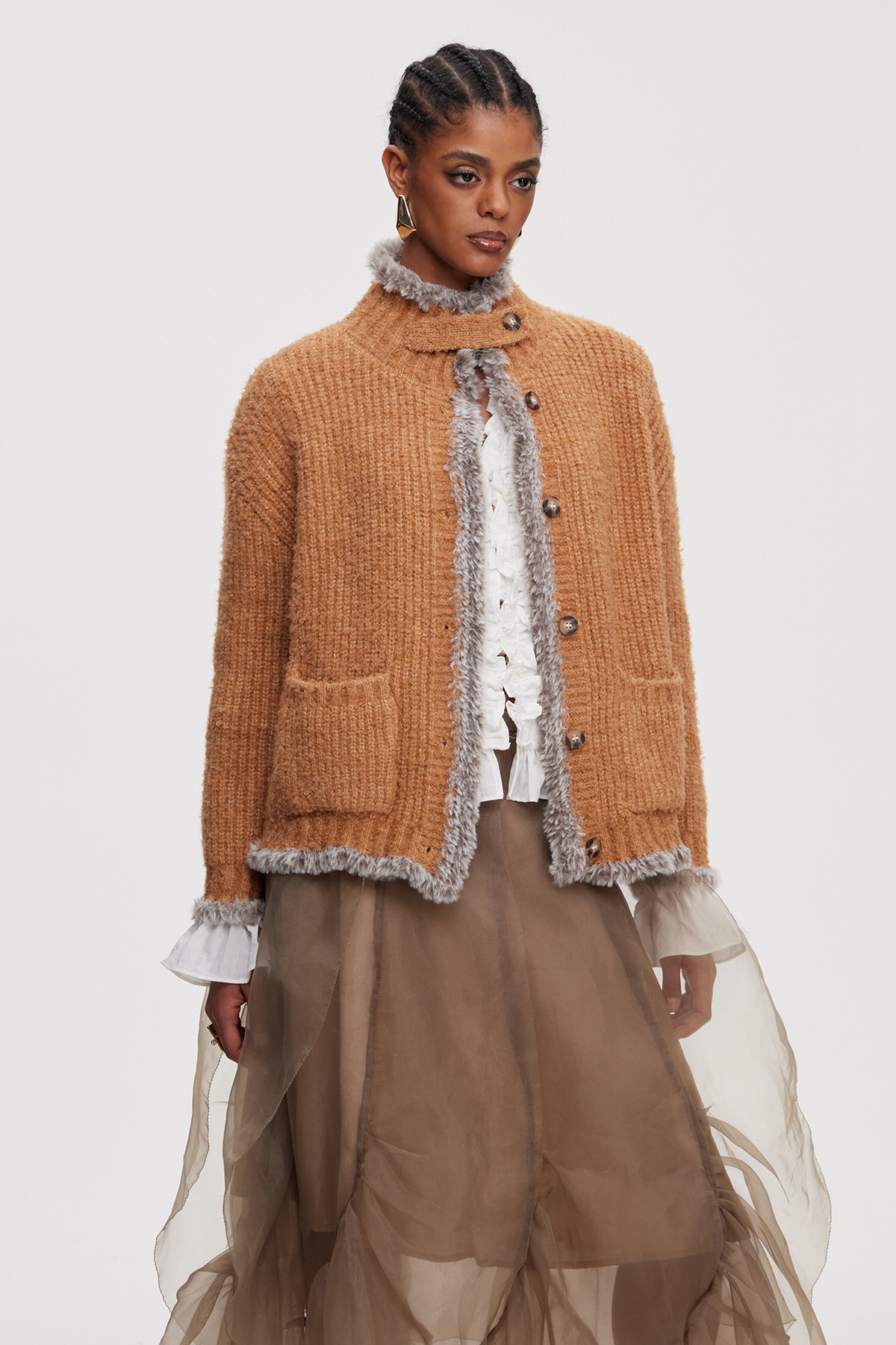 Maija Faux Fur Knit Jacket