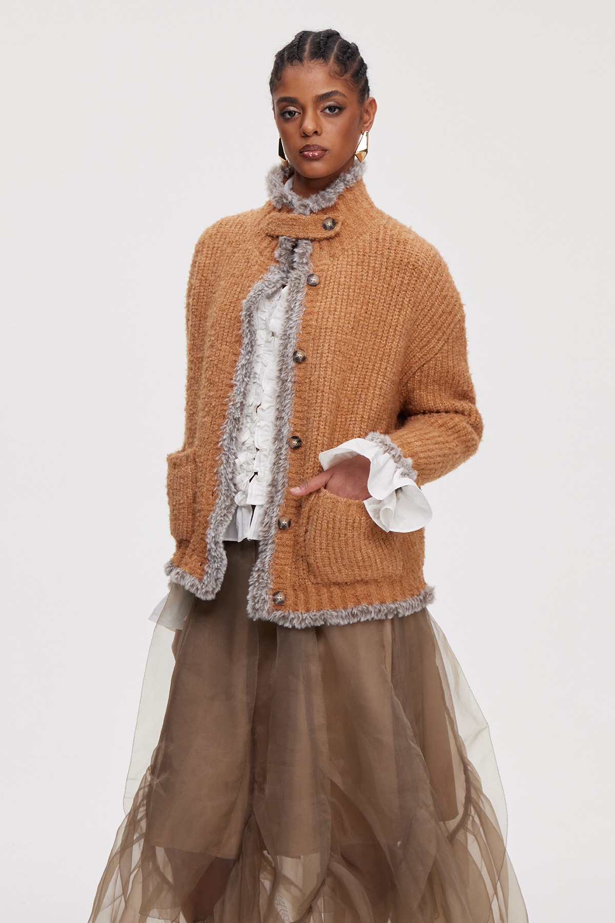 Maija Faux Fur Knit Jacket
