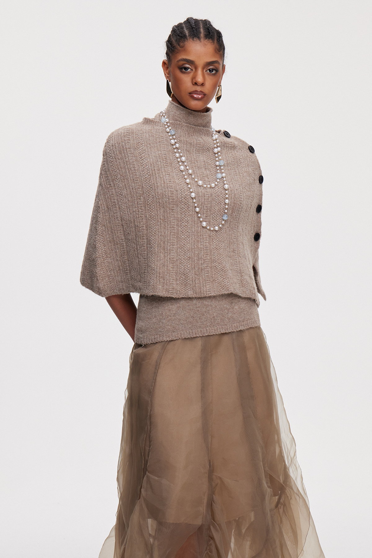 Maika Shawl Knit Top