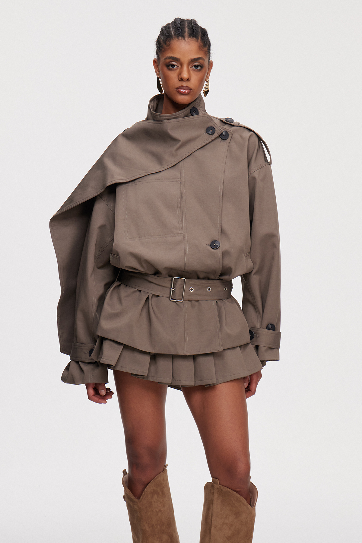 Maila Asymmetric Ruffle Skirt Set