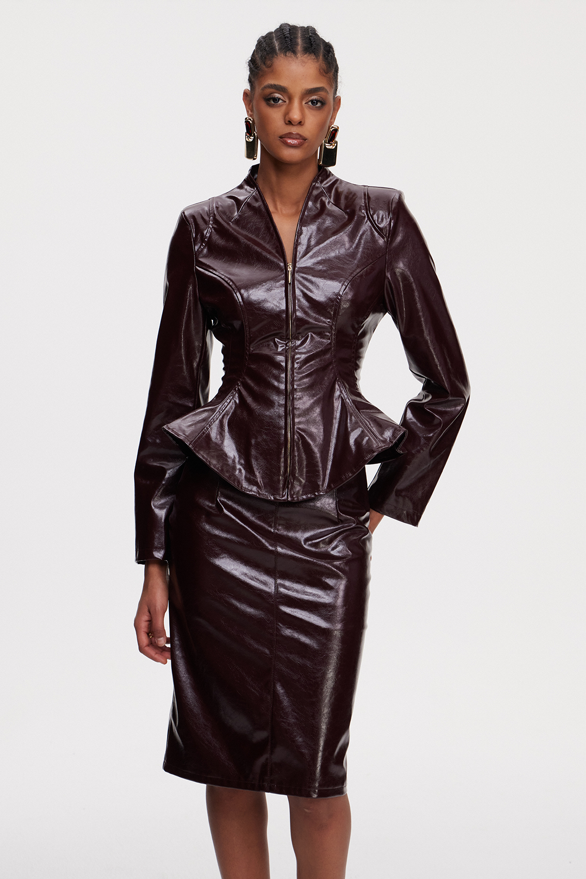 Maina Ruffle Leather Skirt Set