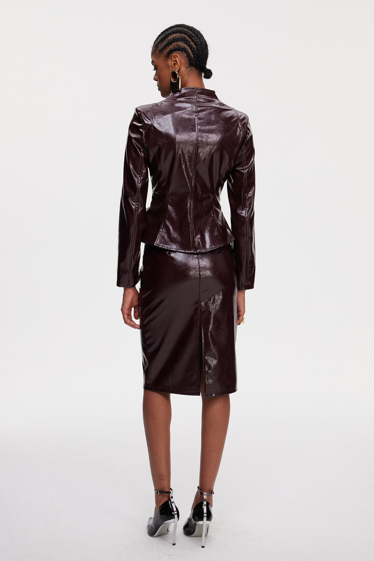Maina Ruffle Leather Skirt Set
