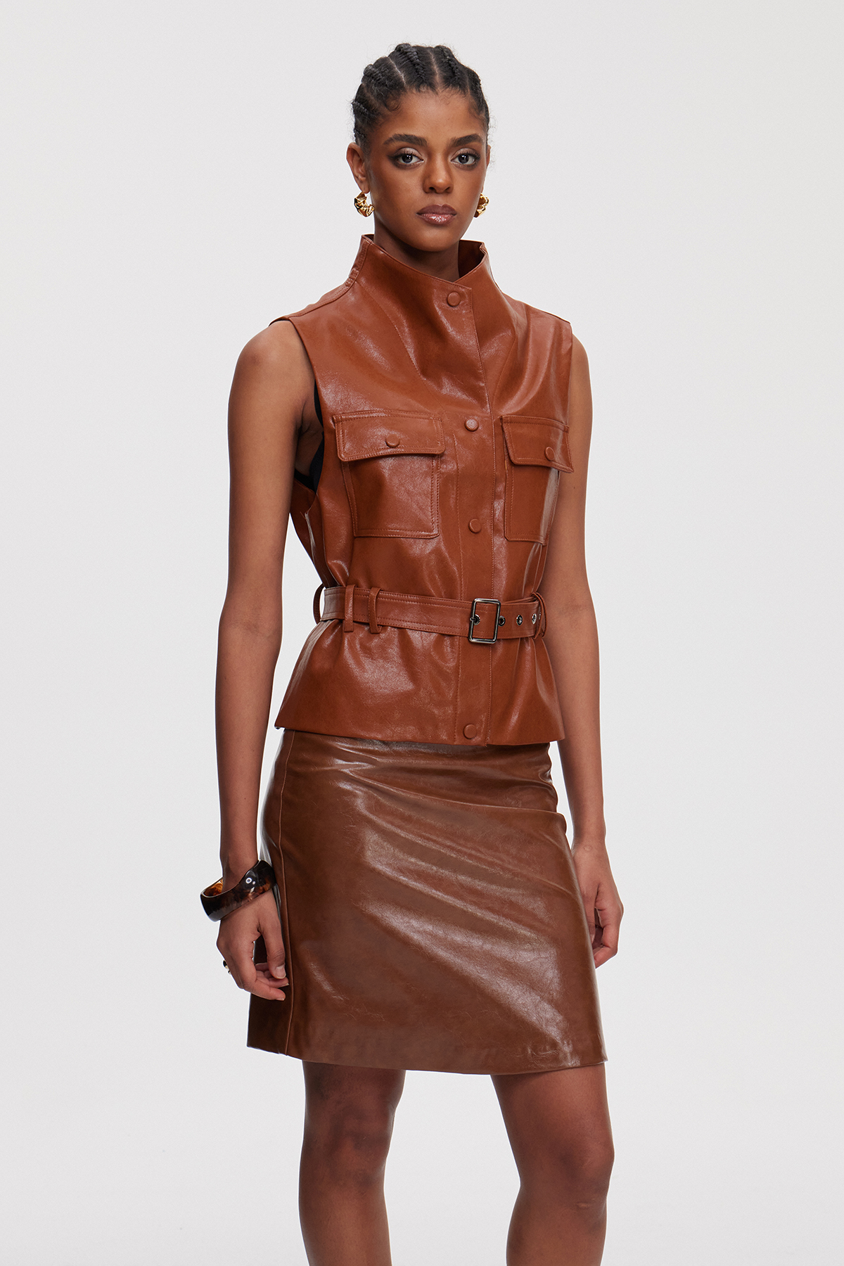 Mainchine Sleeveless Leather Top