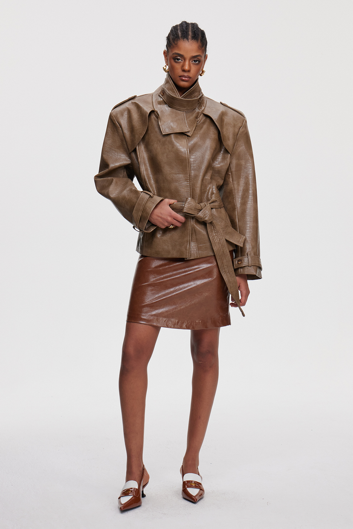 Mainio Leather Trench Coat