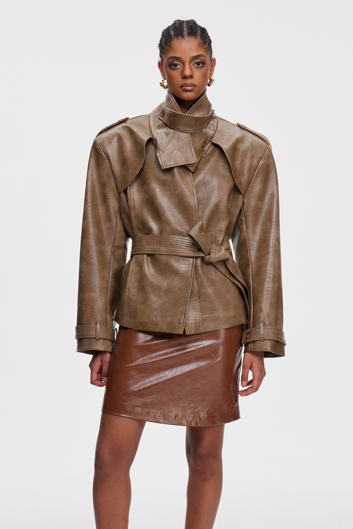 Mainio Leather Trench Coat