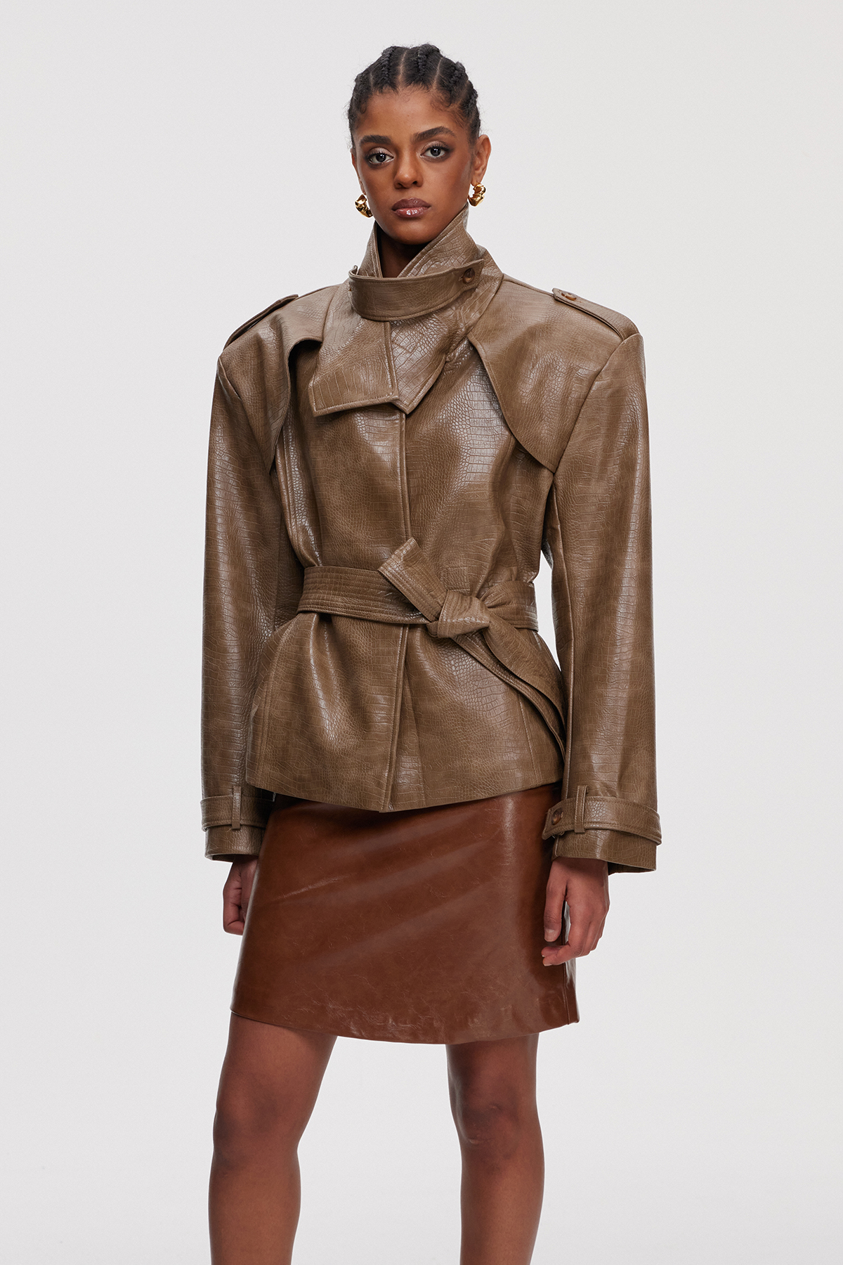 Mainio Leather Trench Coat