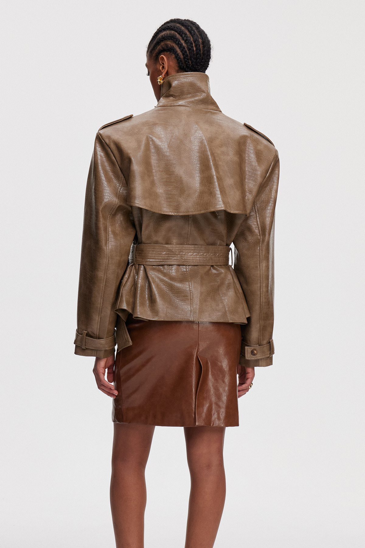 Mainio Leather Trench Coat