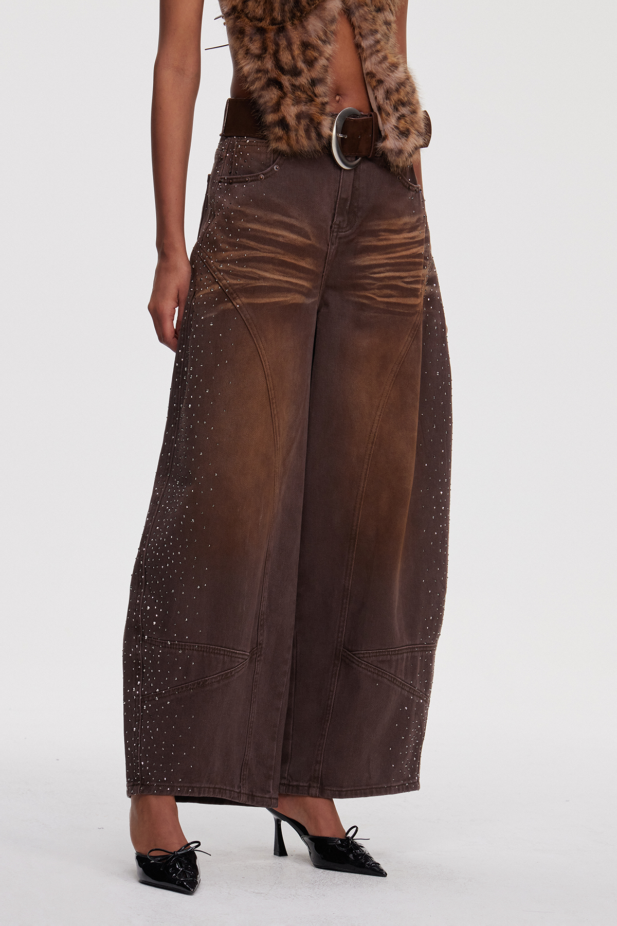 Mainza Rhinestone Baggy Jeans
