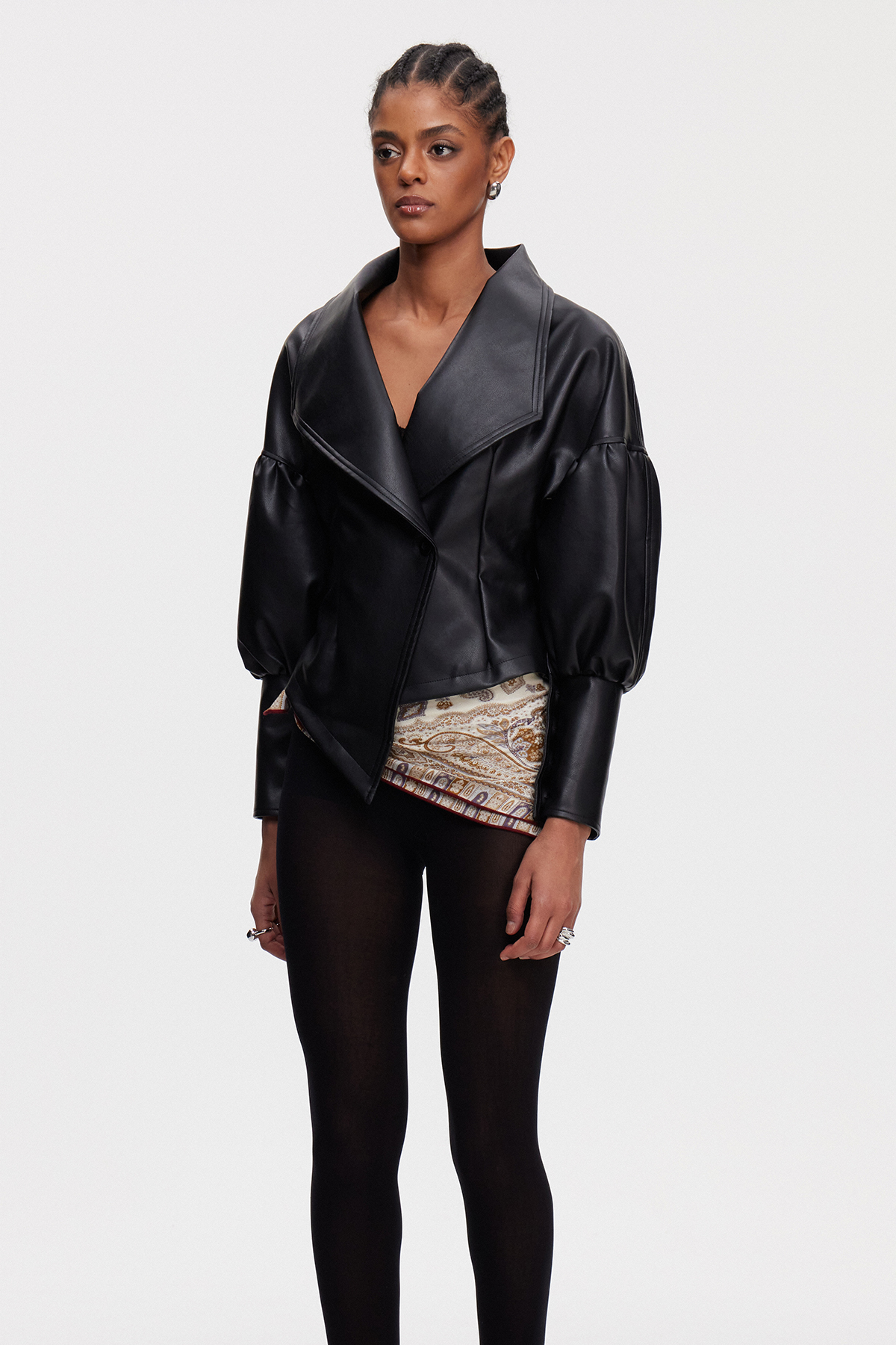 Maisie Balloon Sleeve Leather Jacket