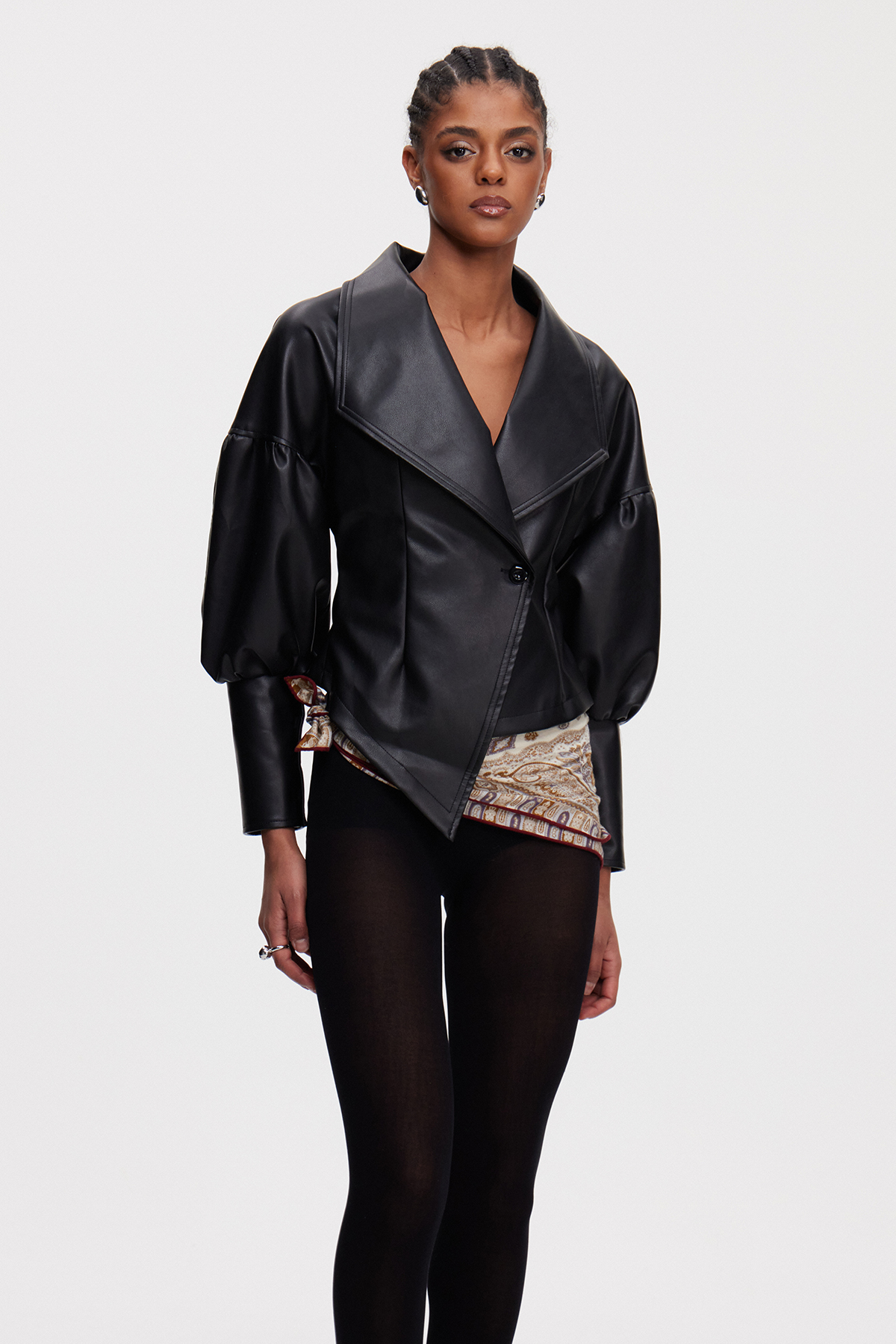 Maisie Balloon Sleeve Leather Jacket