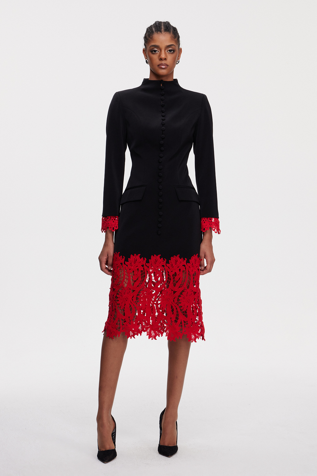 Malkhaz Button Embroidered Midi Dress