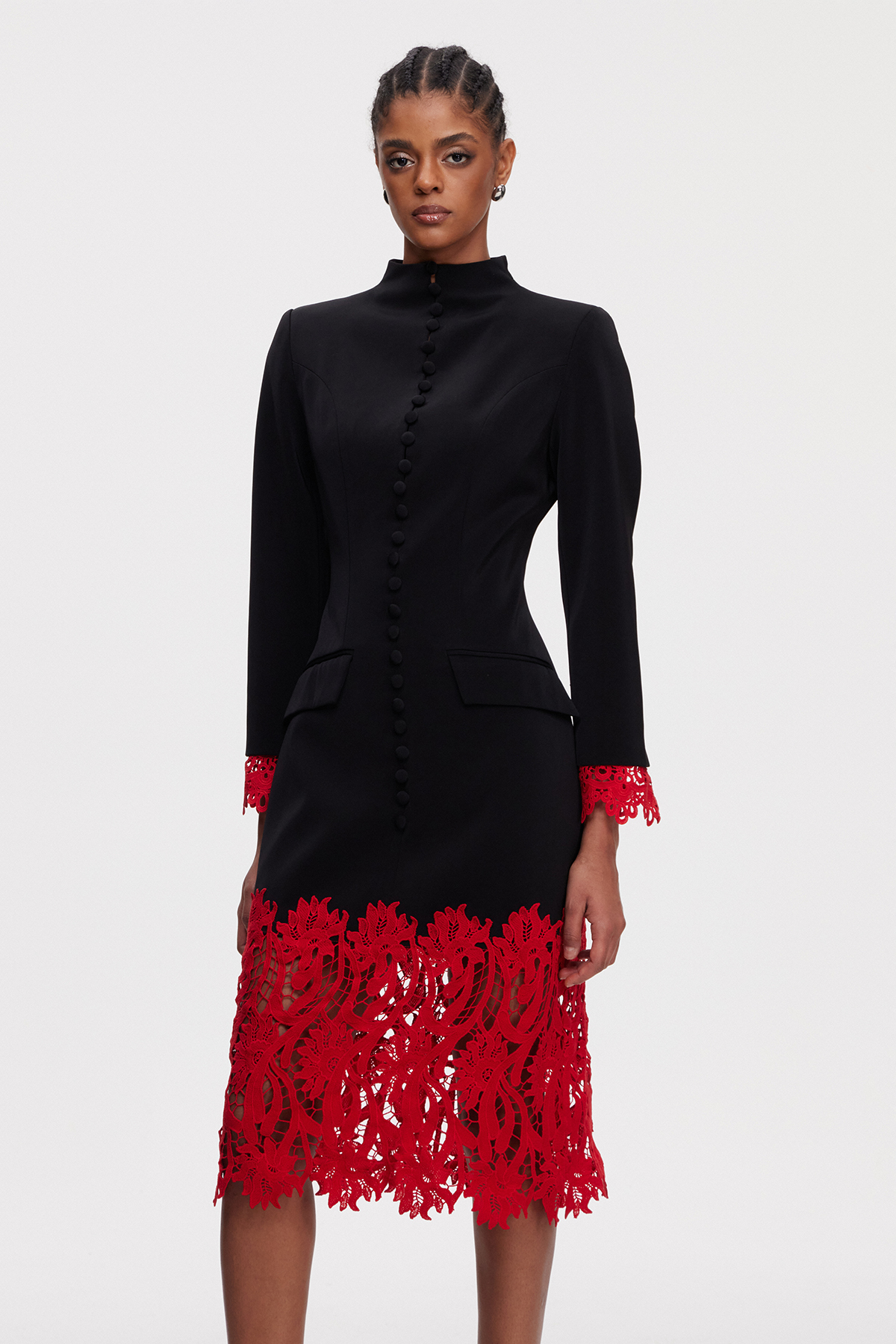 Malkhaz Button Embroidered Midi Dress