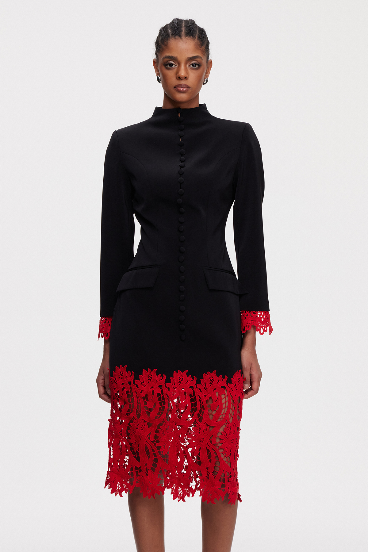 Malkhaz Button Embroidered Midi Dress