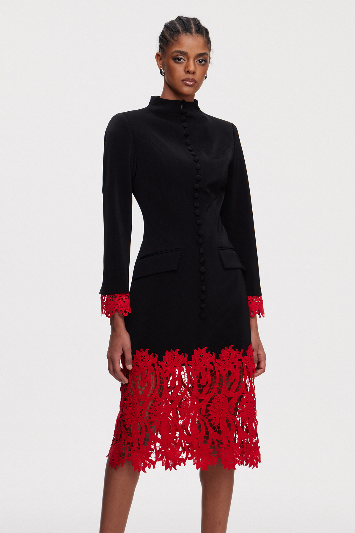 Malkhaz Button Embroidered Midi Dress