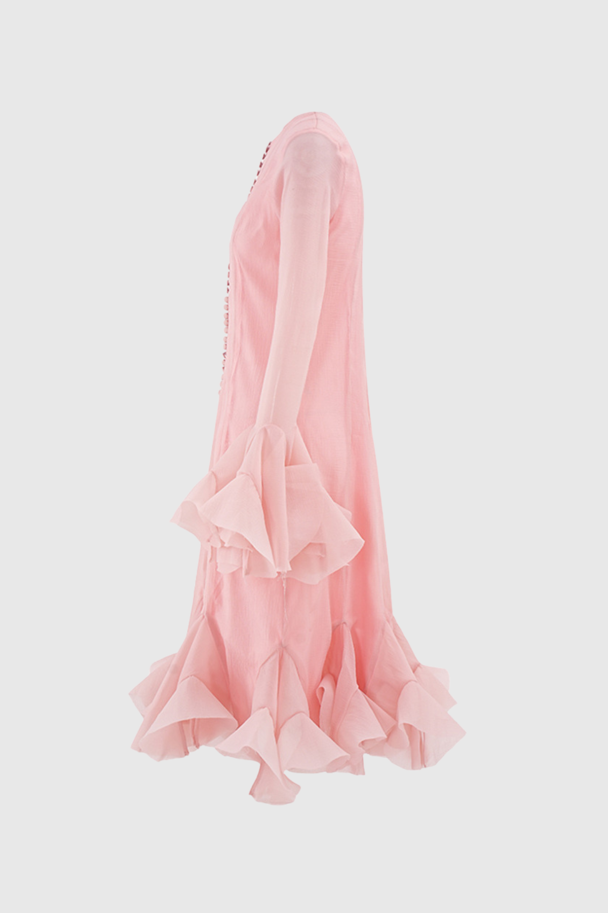 McCarthy Mesh Ruffle Midi Dress In Pink