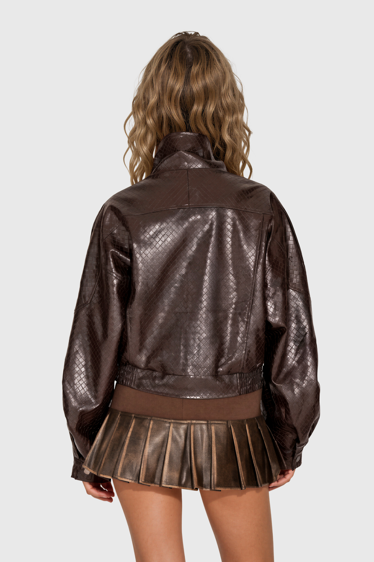 Nabh High Neck Leather Jacket