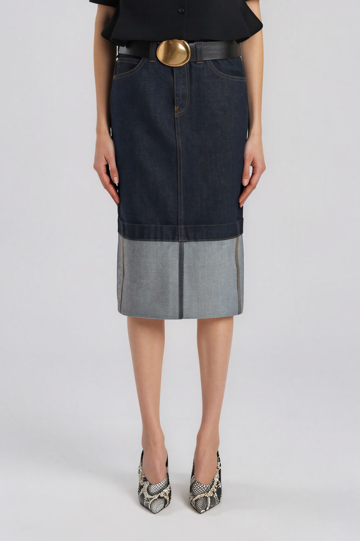 Nachla Split Denim Midi Skirt