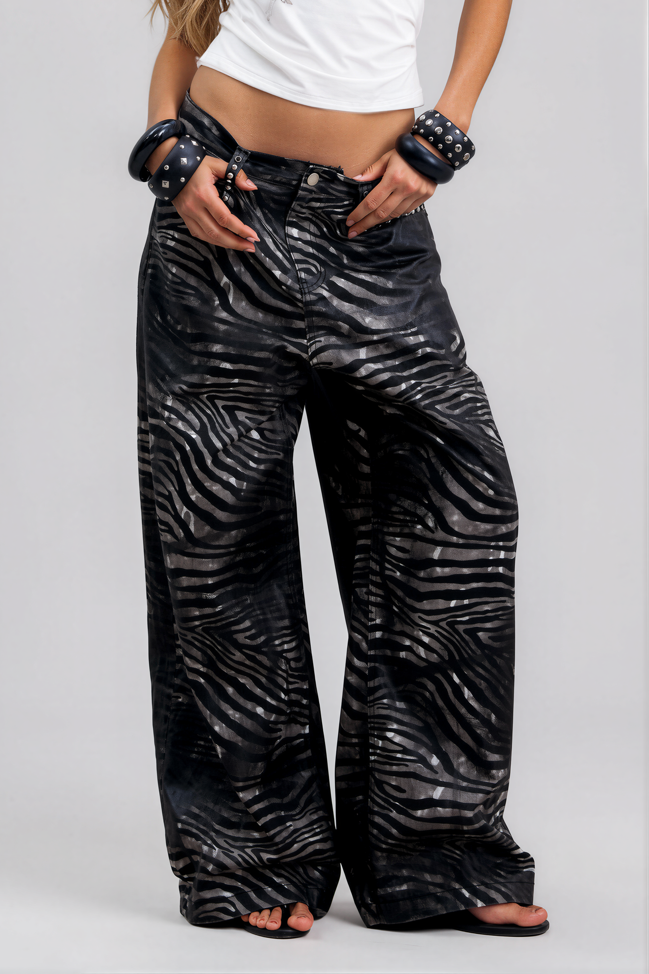 Nadia Zebra Print Barrel Jeans