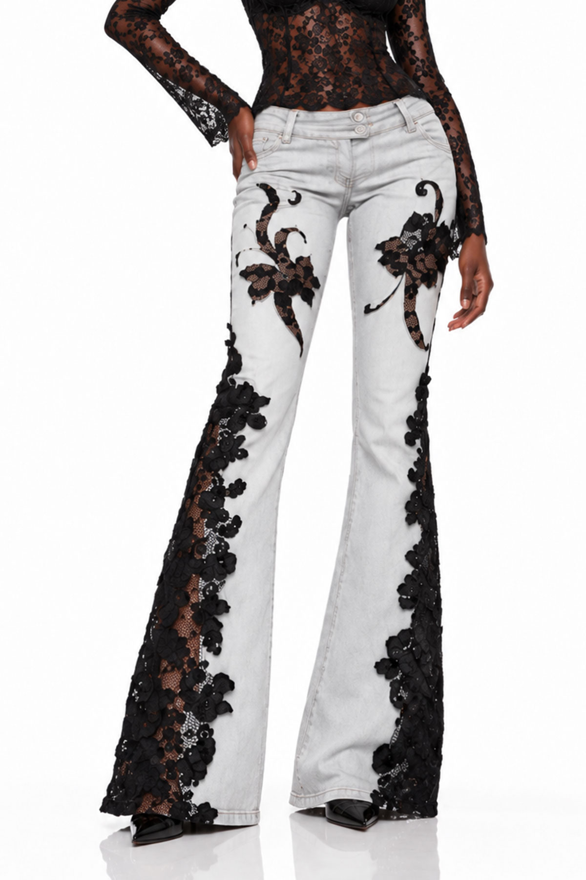 Nadine Deconstruct Lace Bootcut Jeans