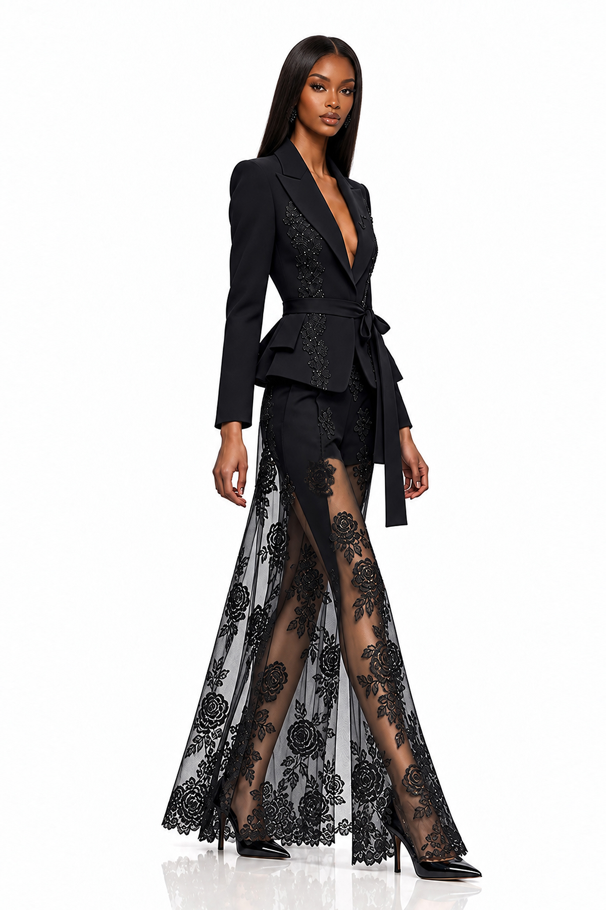 Nafisa Embroidered Mesh Pants Set