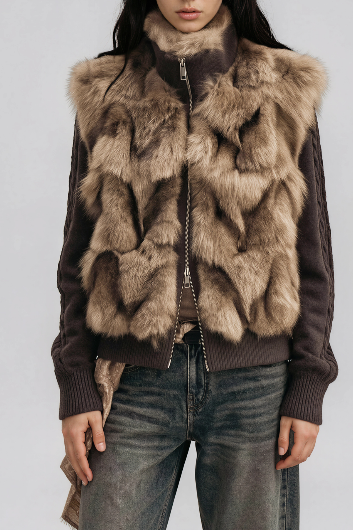 Nahele Faux Fur Knit Jacket