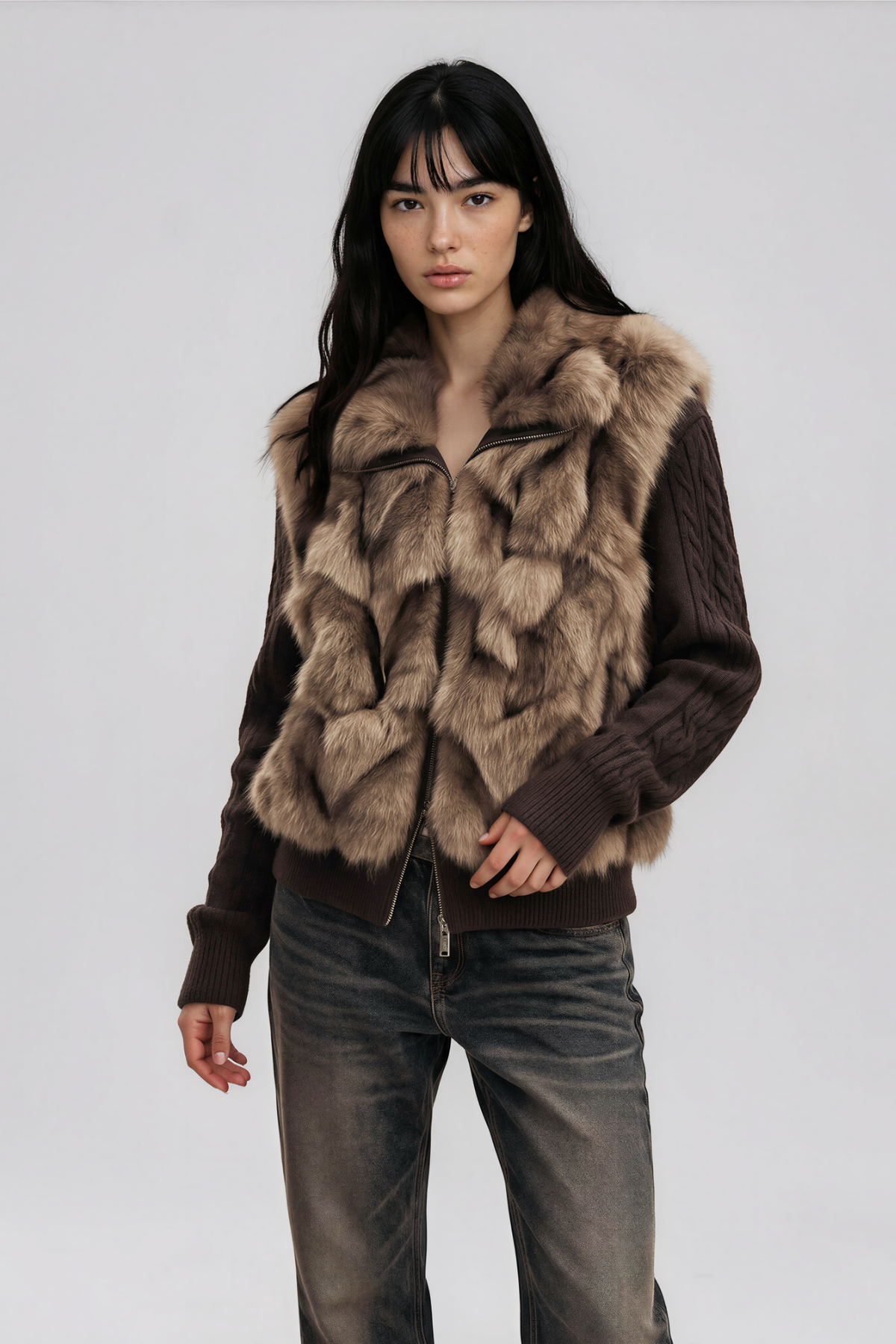 Nahele Faux Fur Knit Jacket