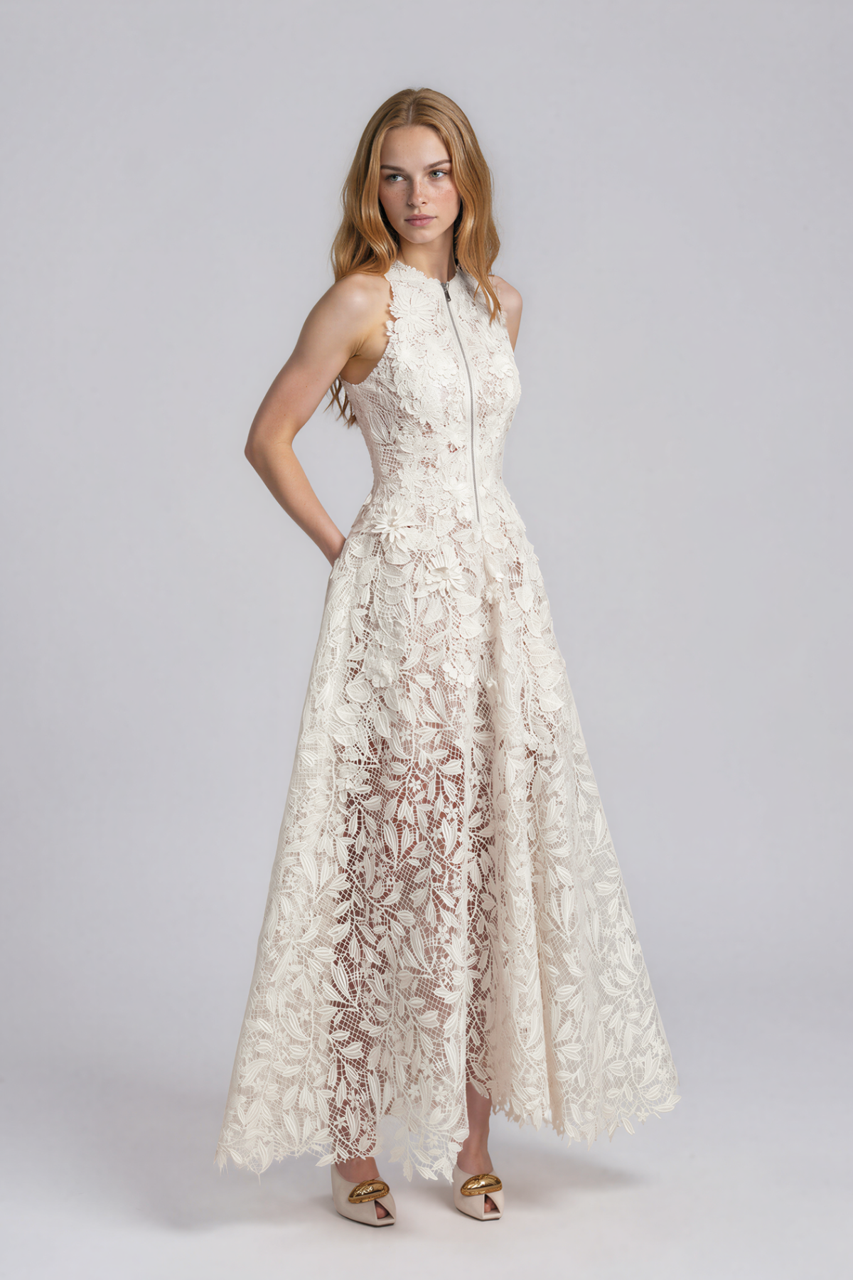 Naiara Sleeveless Embroidered Flower Maxi Dress