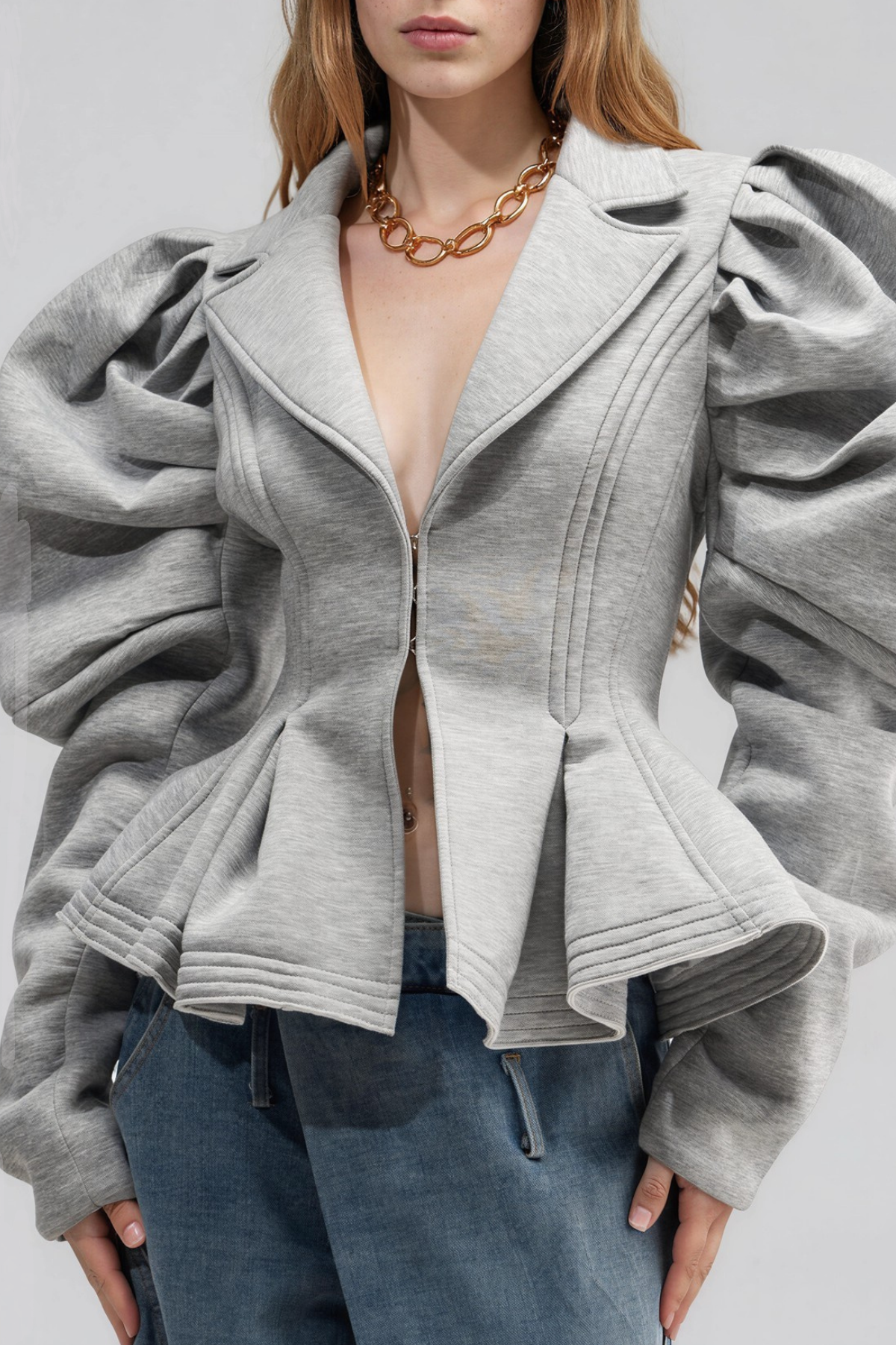 Naida Puff Sleeve Ruffle Jacket