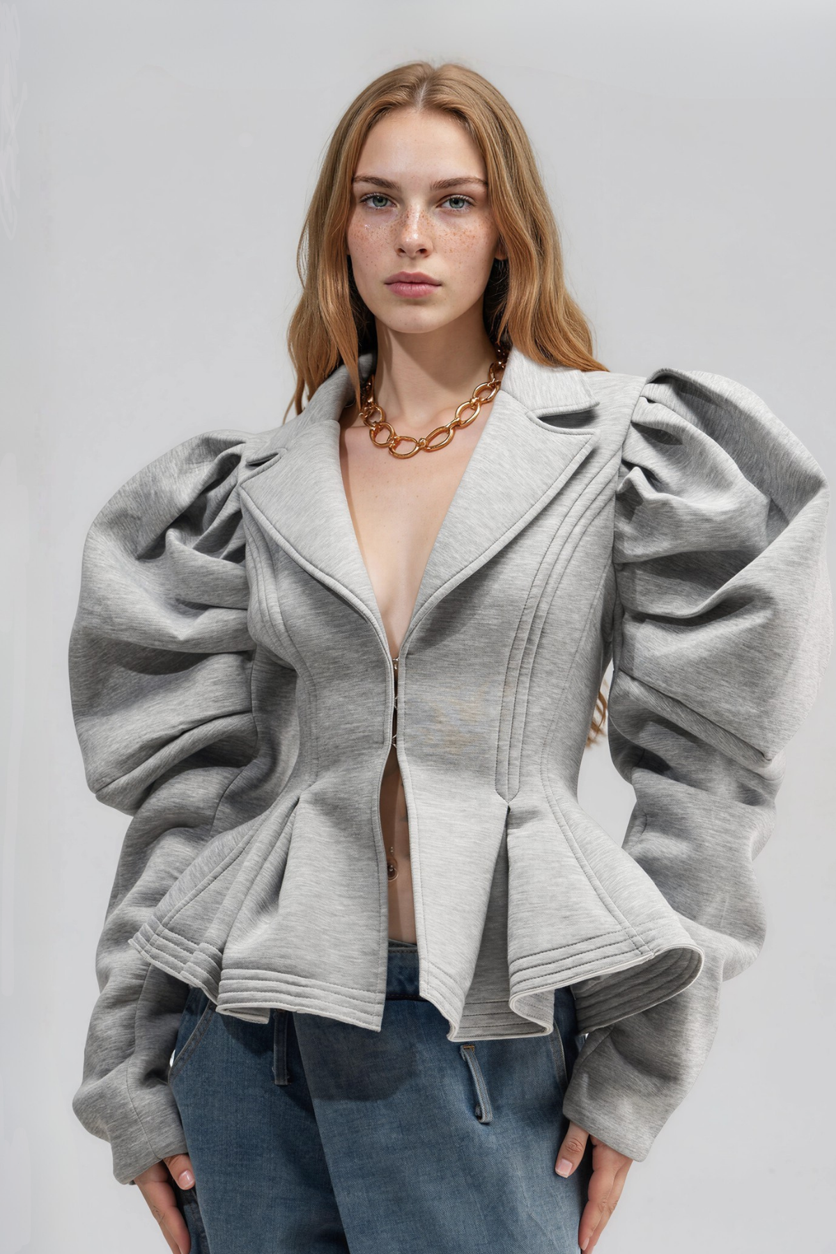 Naida Puff Sleeve Ruffle Jacket