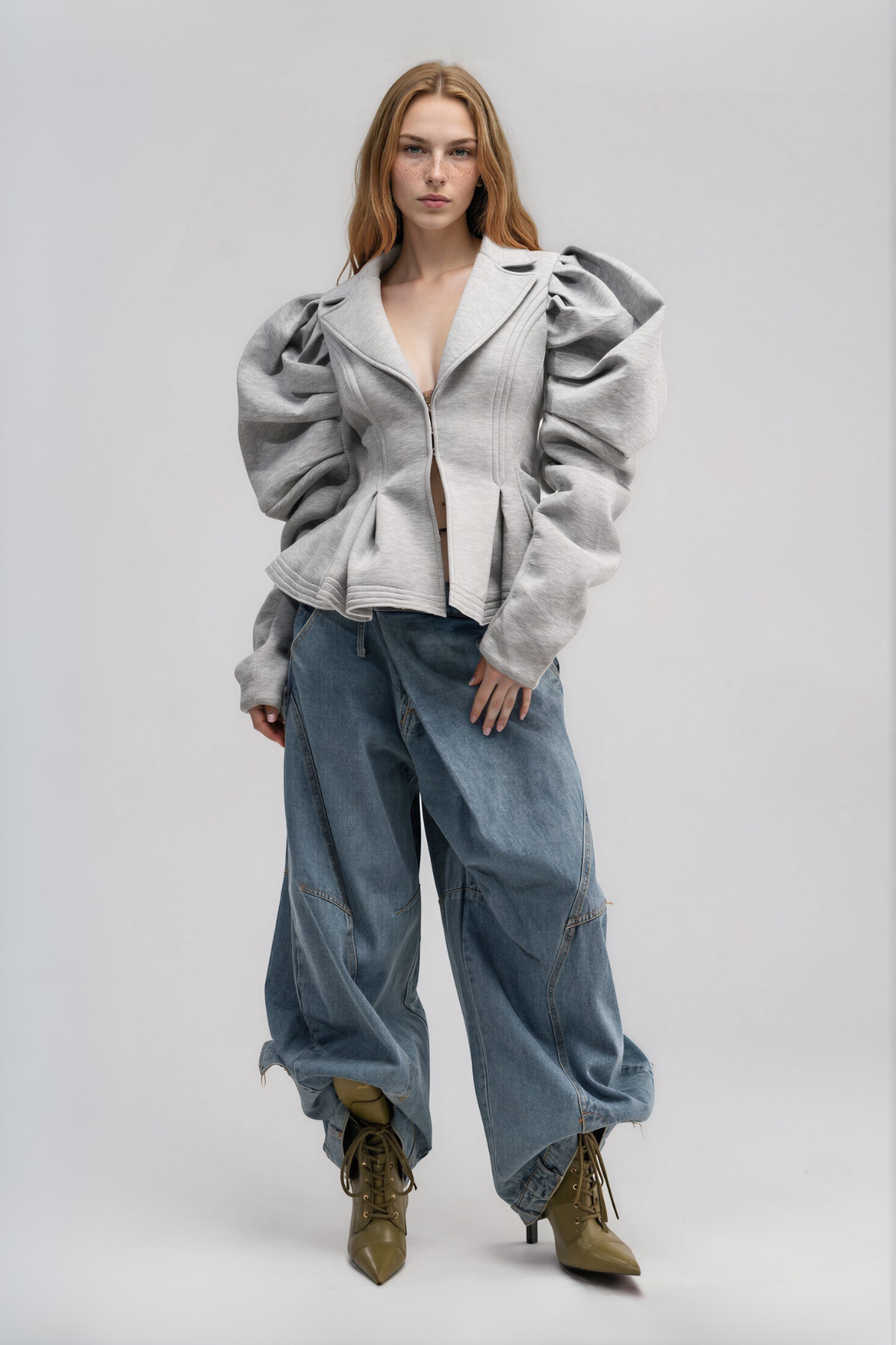 Naida Puff Sleeve Ruffle Jacket