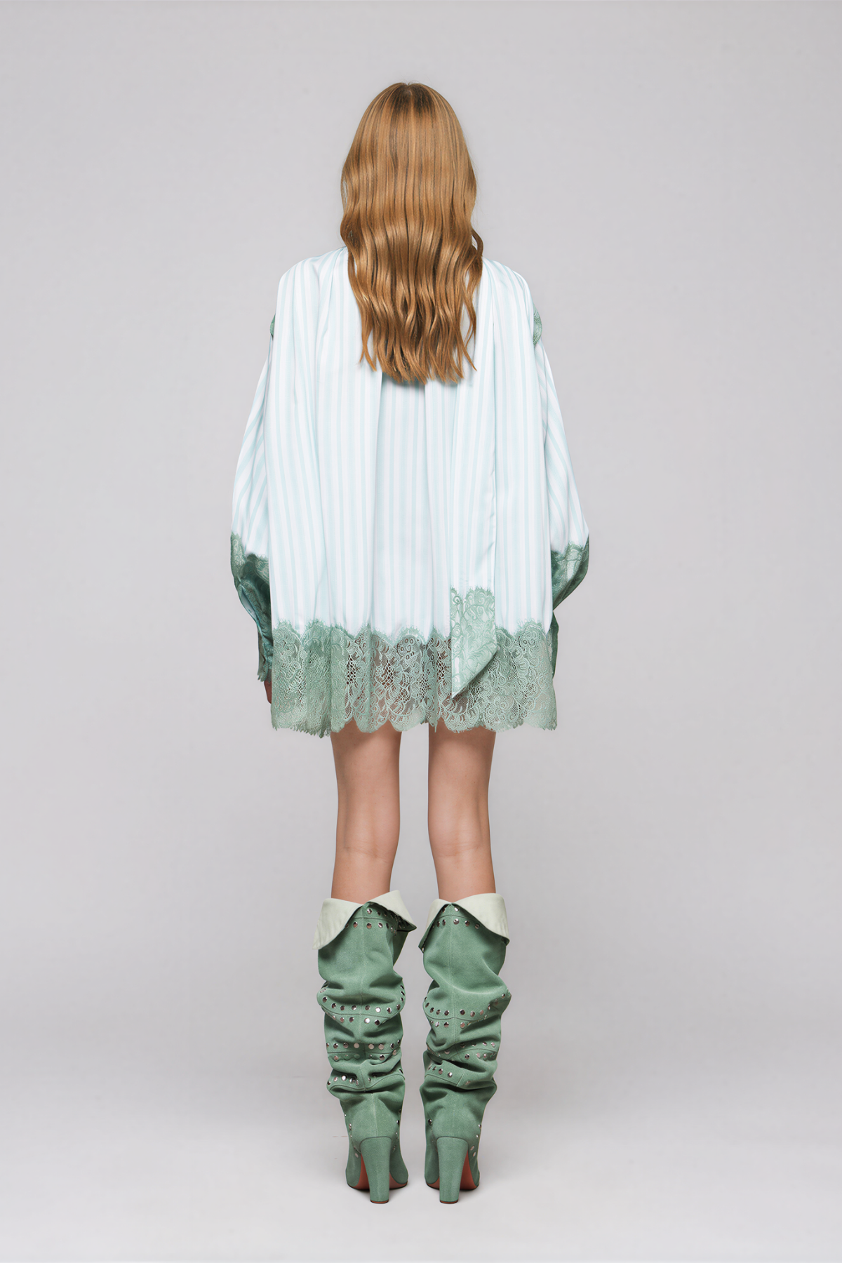 Naif Plunge Lace Scarf Mini Dress