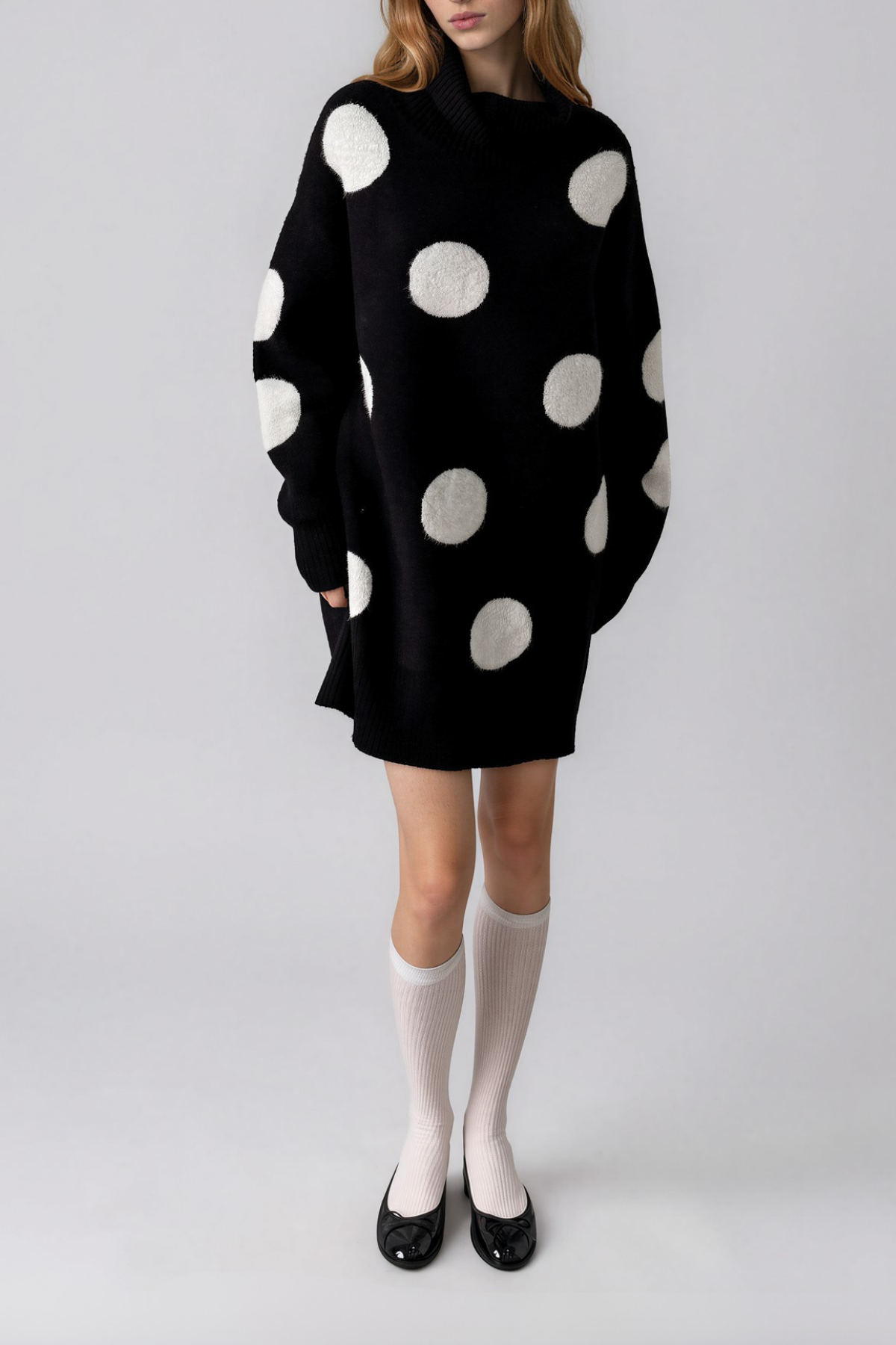 Naima High Neck Dot Knit Mini Dress