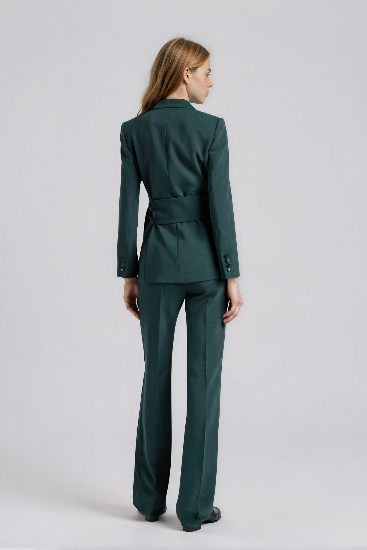 Nakisia Asymmetric Tie Up Pants Set In Emerald