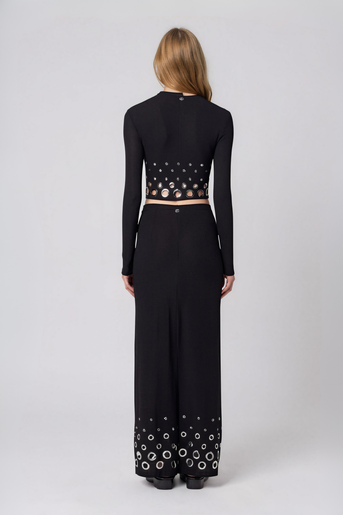 Nalanie Crop Eyelet  Skirt Set