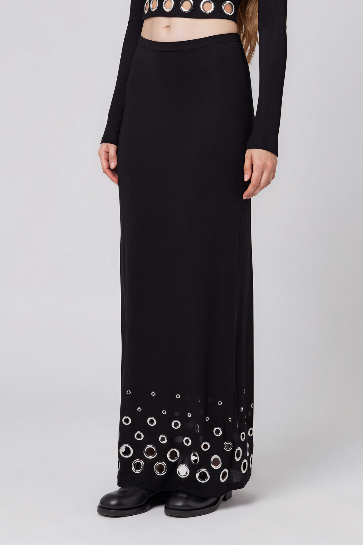 Nalanie Crop Eyelet  Skirt Set