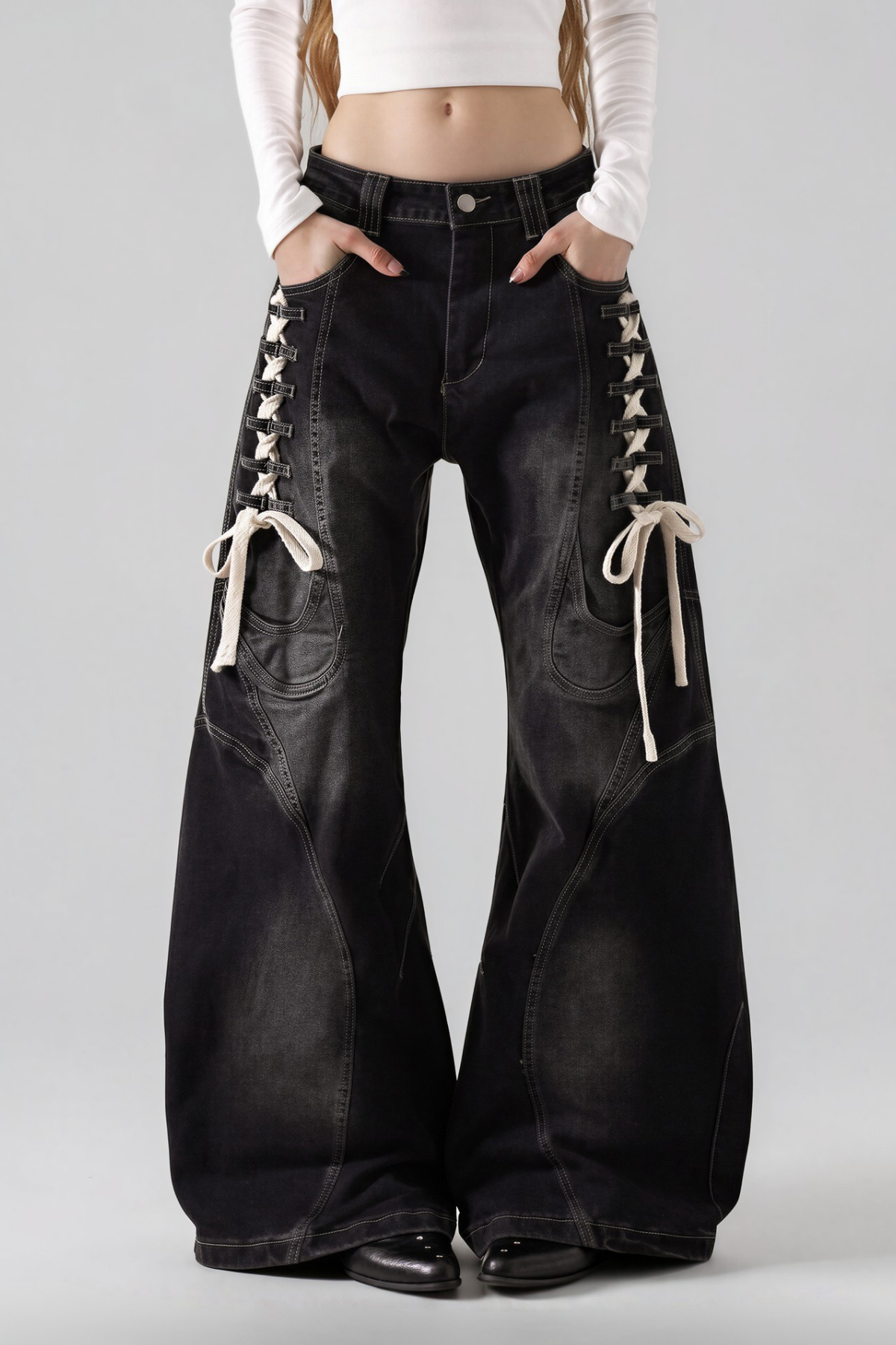 Namas Bleached Tie Up Jeans
