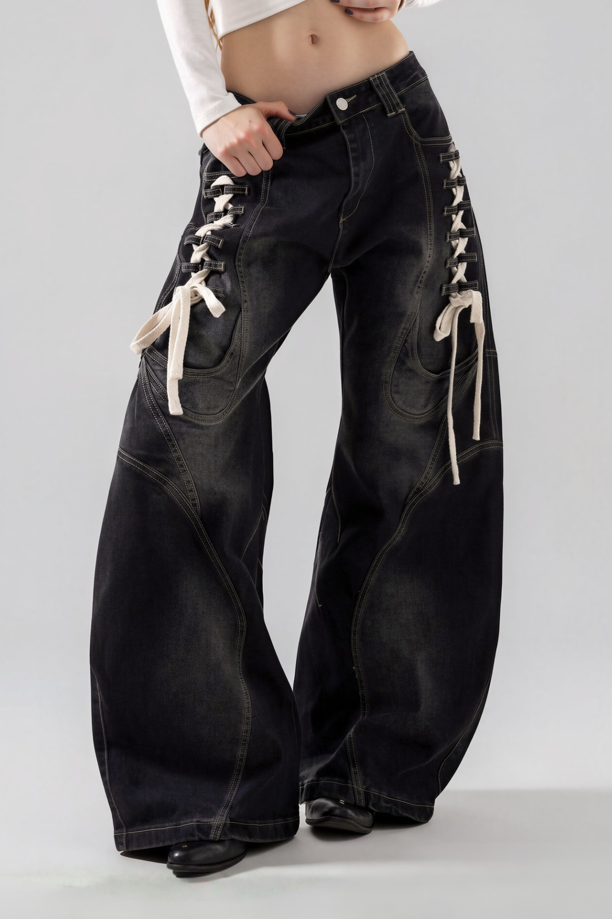 Namas Bleached Tie Up Jeans