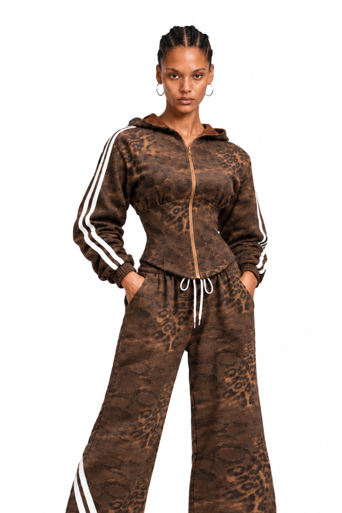 Nana Hooded Leopard Pants Set