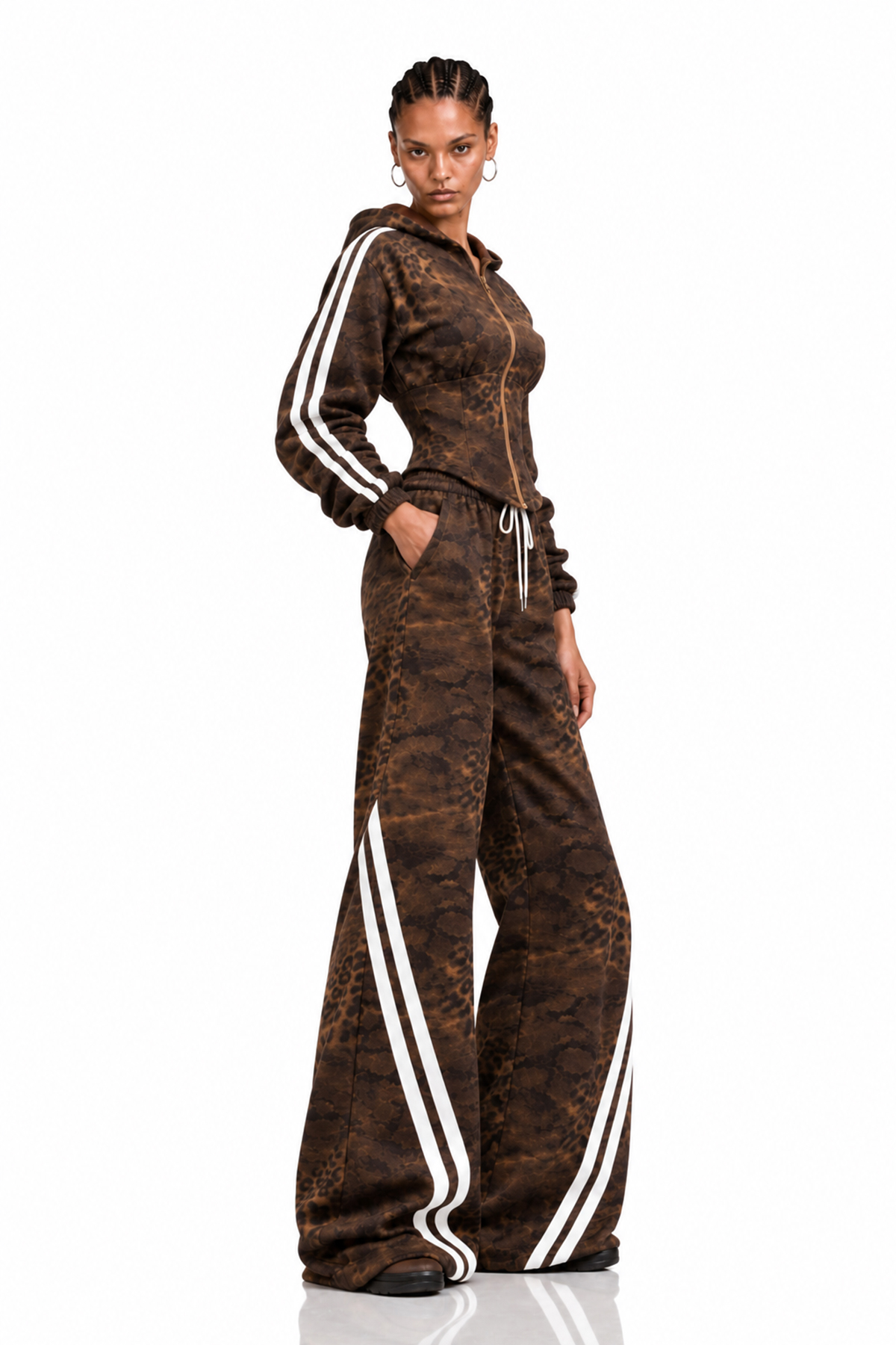 Nana Hooded Leopard Pants Set