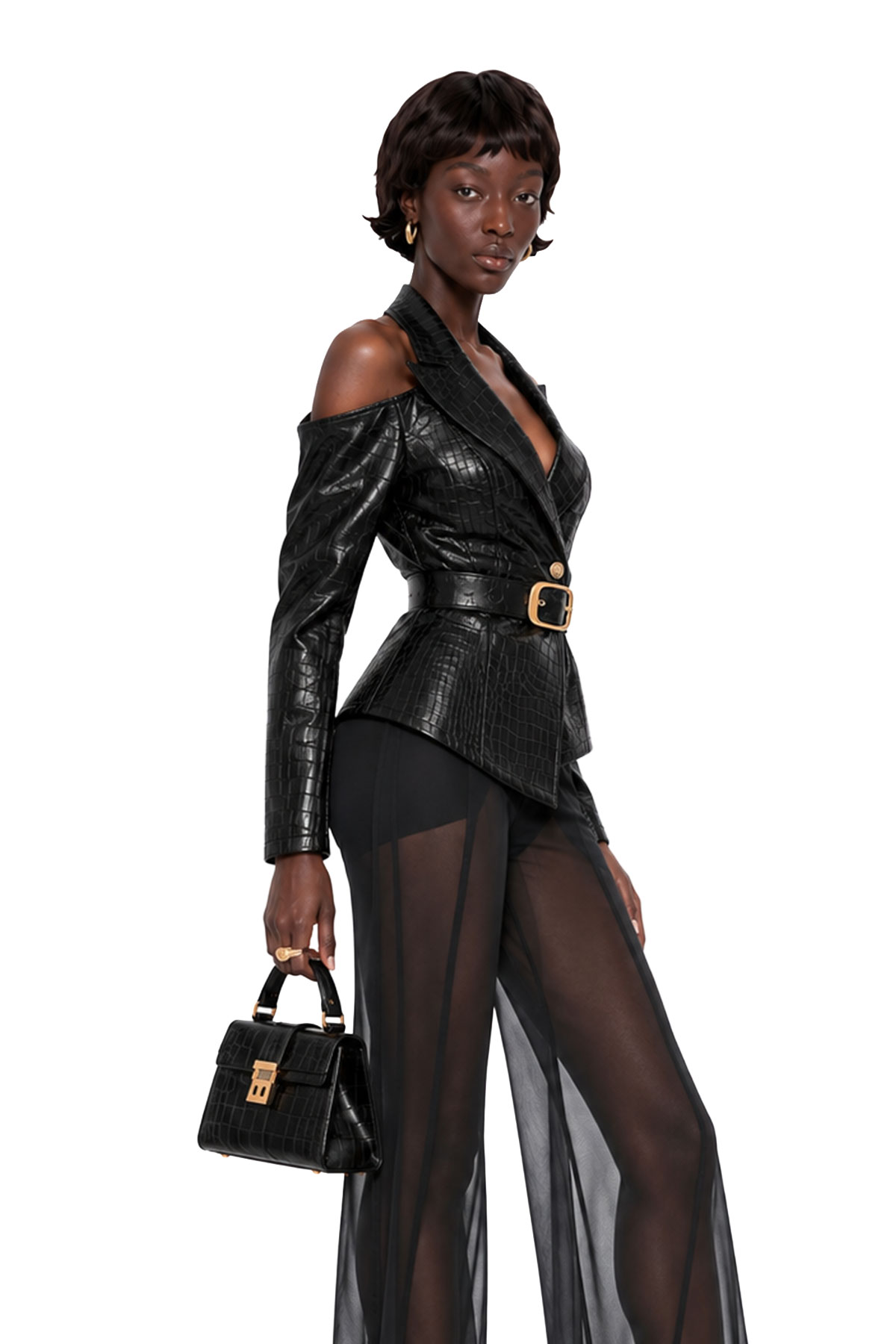 Nanny Leather Crocodile Print Top