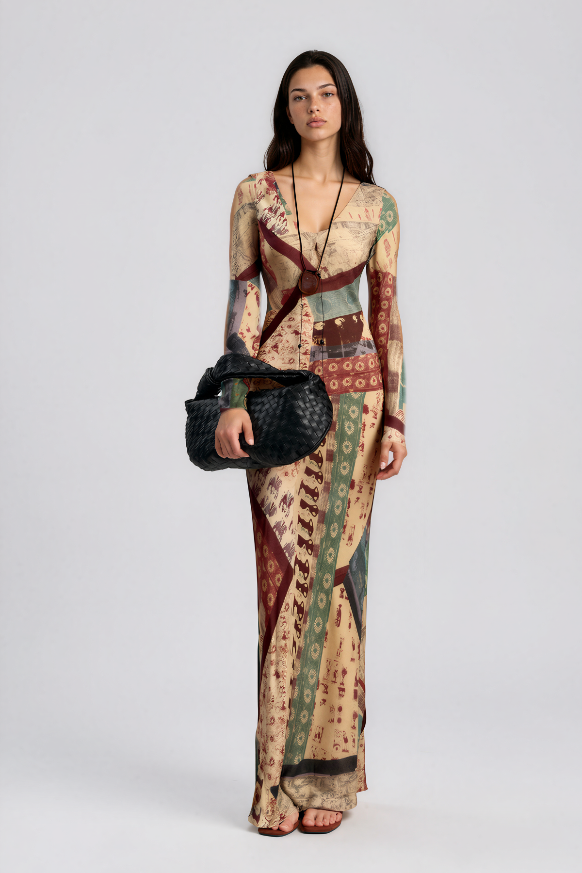 Naolin Long Sleeve Print Maxi Dress