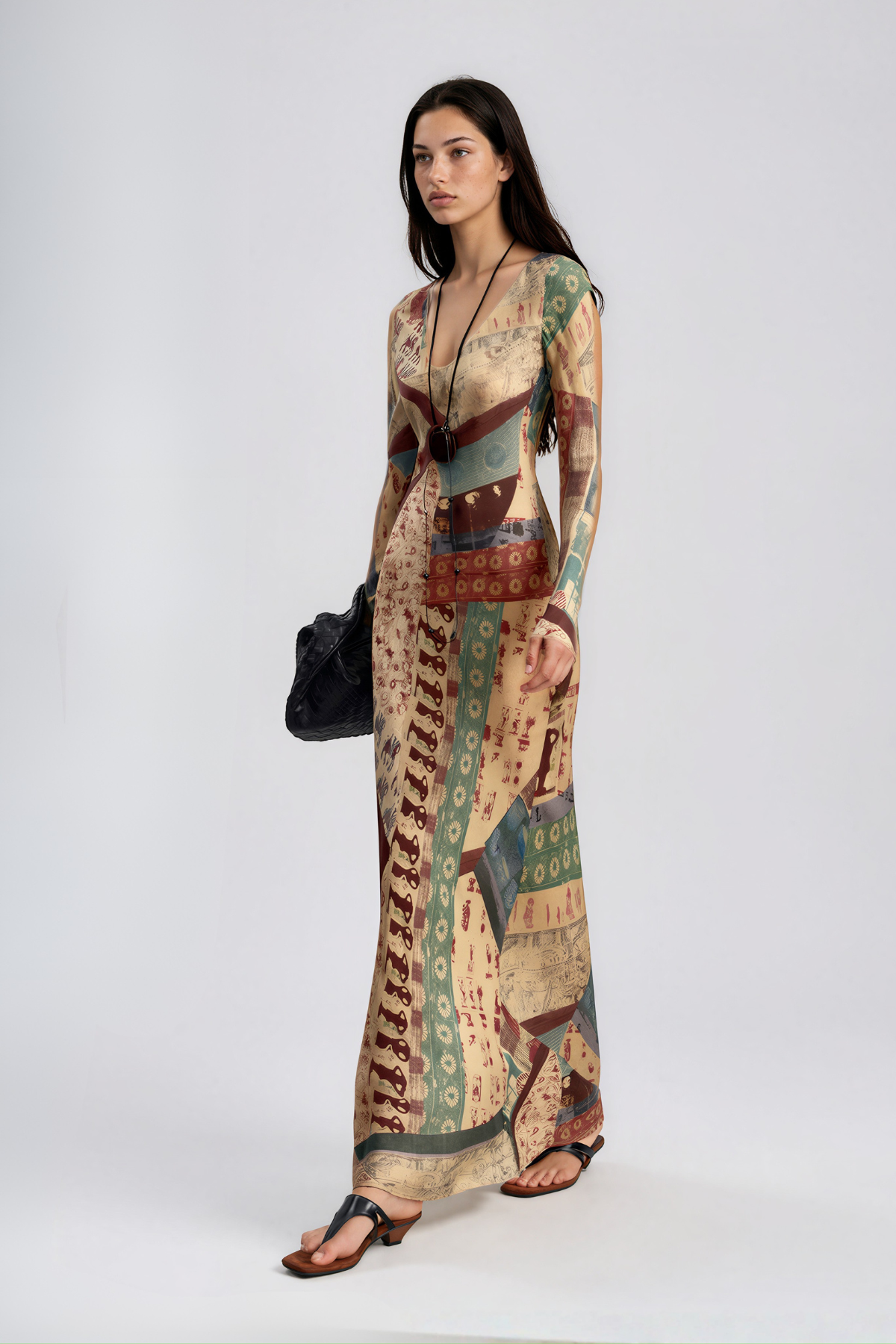 Naolin Long Sleeve Print Maxi Dress