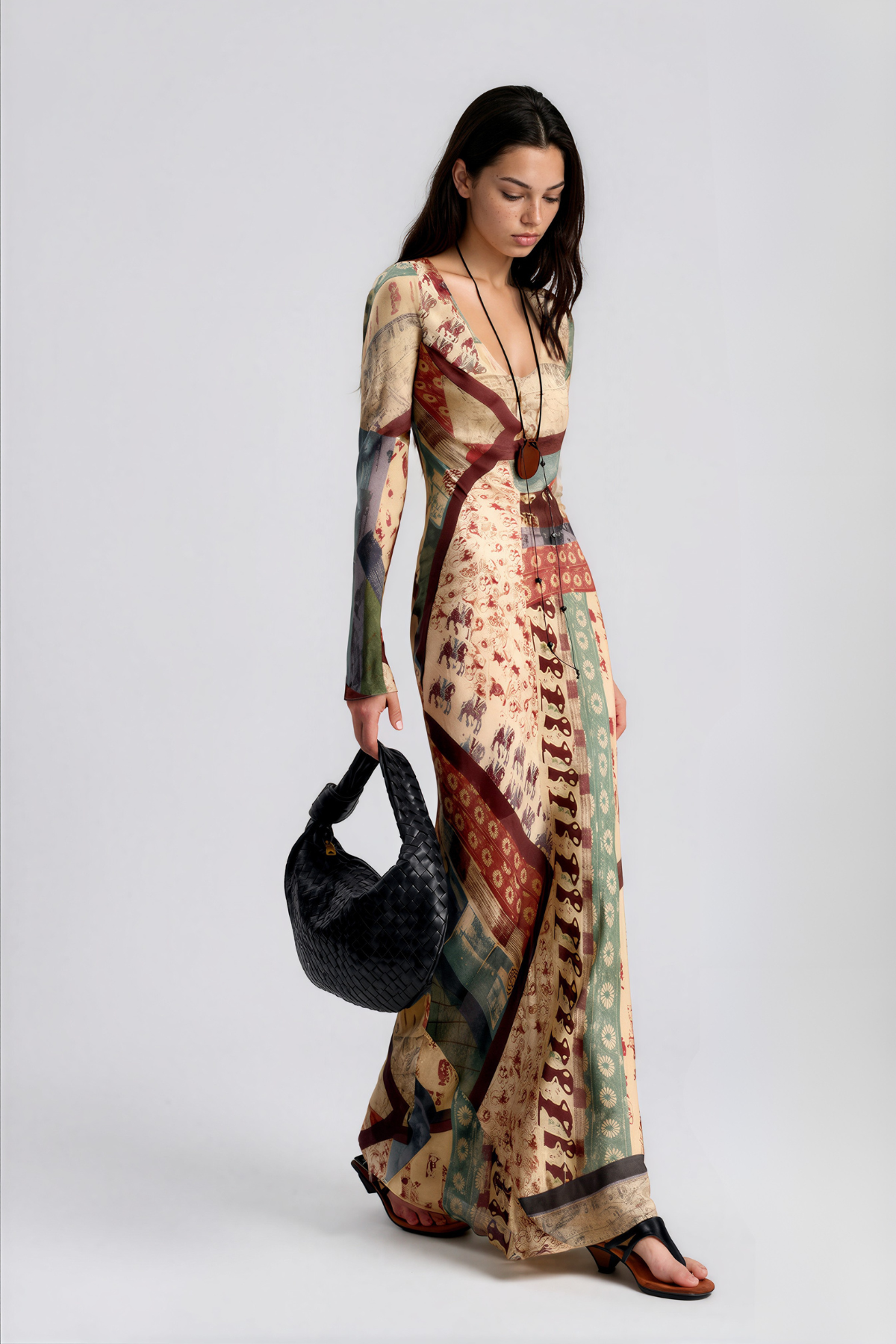 Naolin Long Sleeve Print Maxi Dress