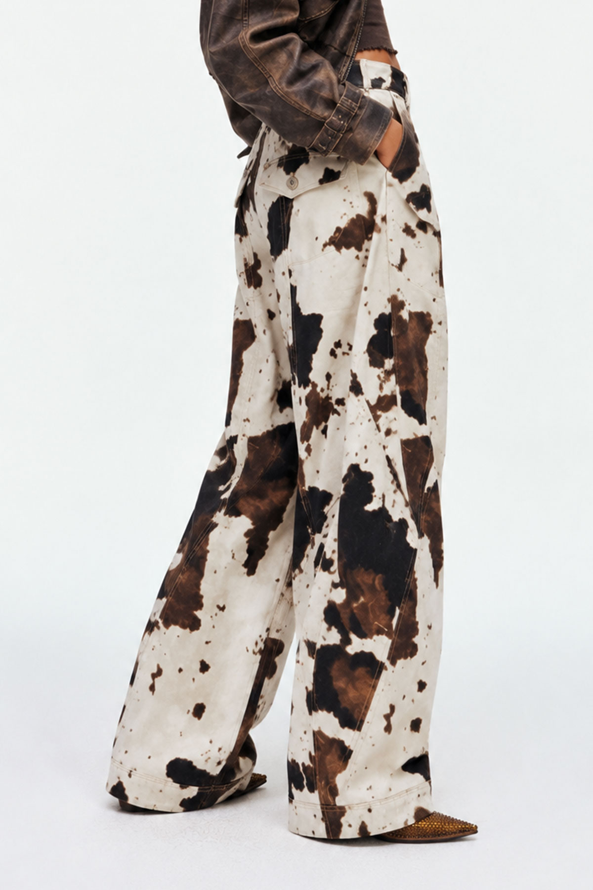 Napezi Cow Print Baggy Jeans