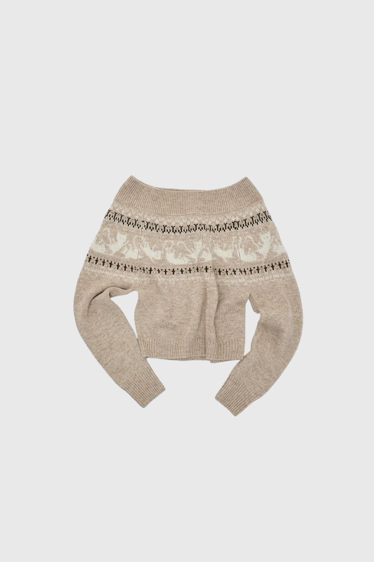 Naphtali Off Soulder Fair Isle Sweater Mini Skirt Set
