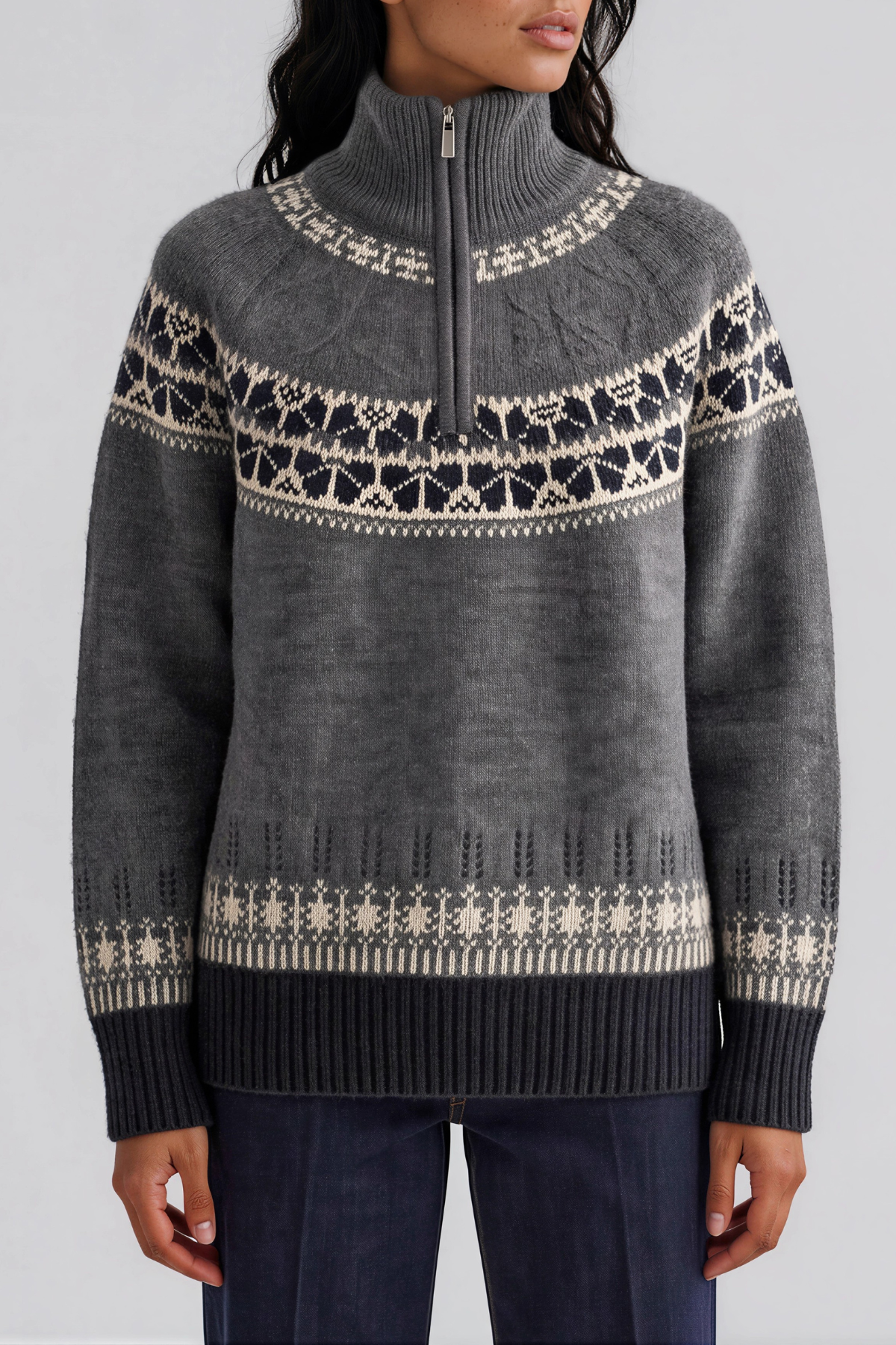 Napowsa High Neck Fair Isle Sweater