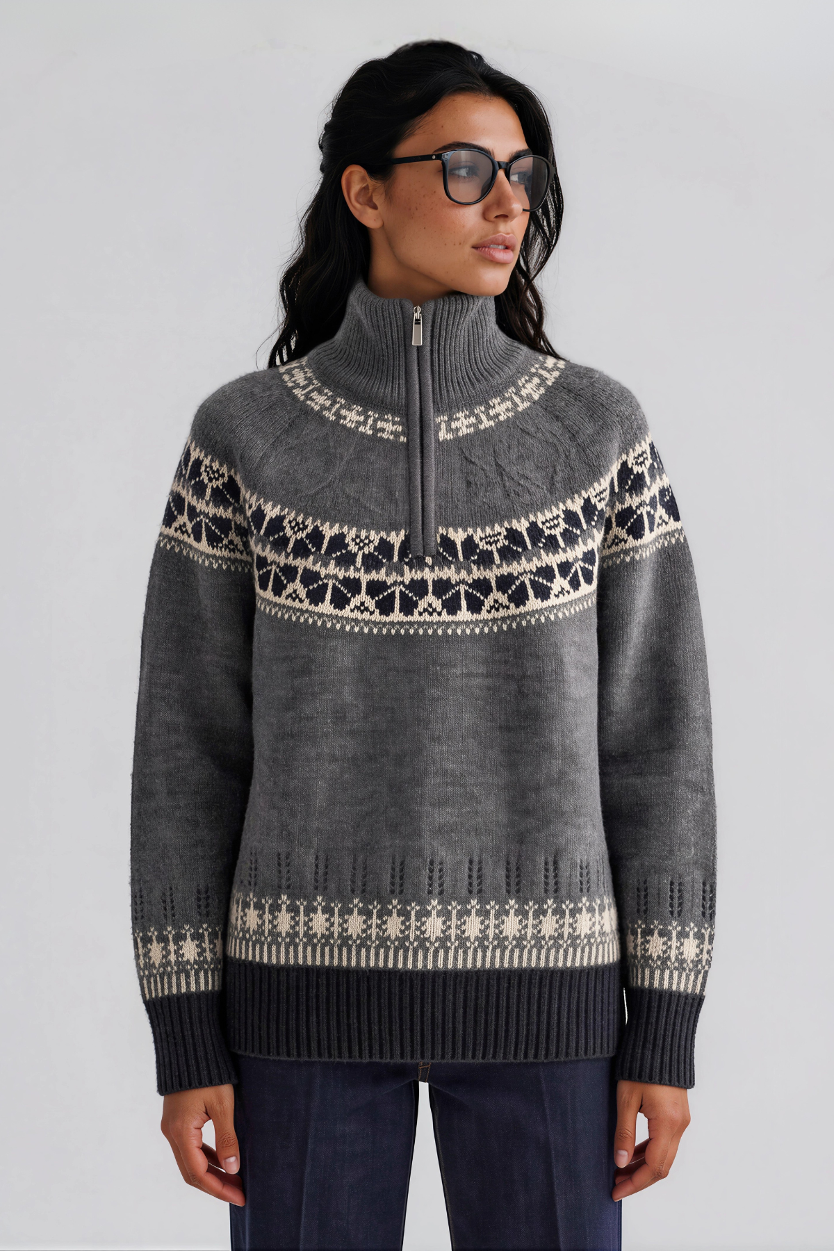 Napowsa High Neck Fair Isle Sweater